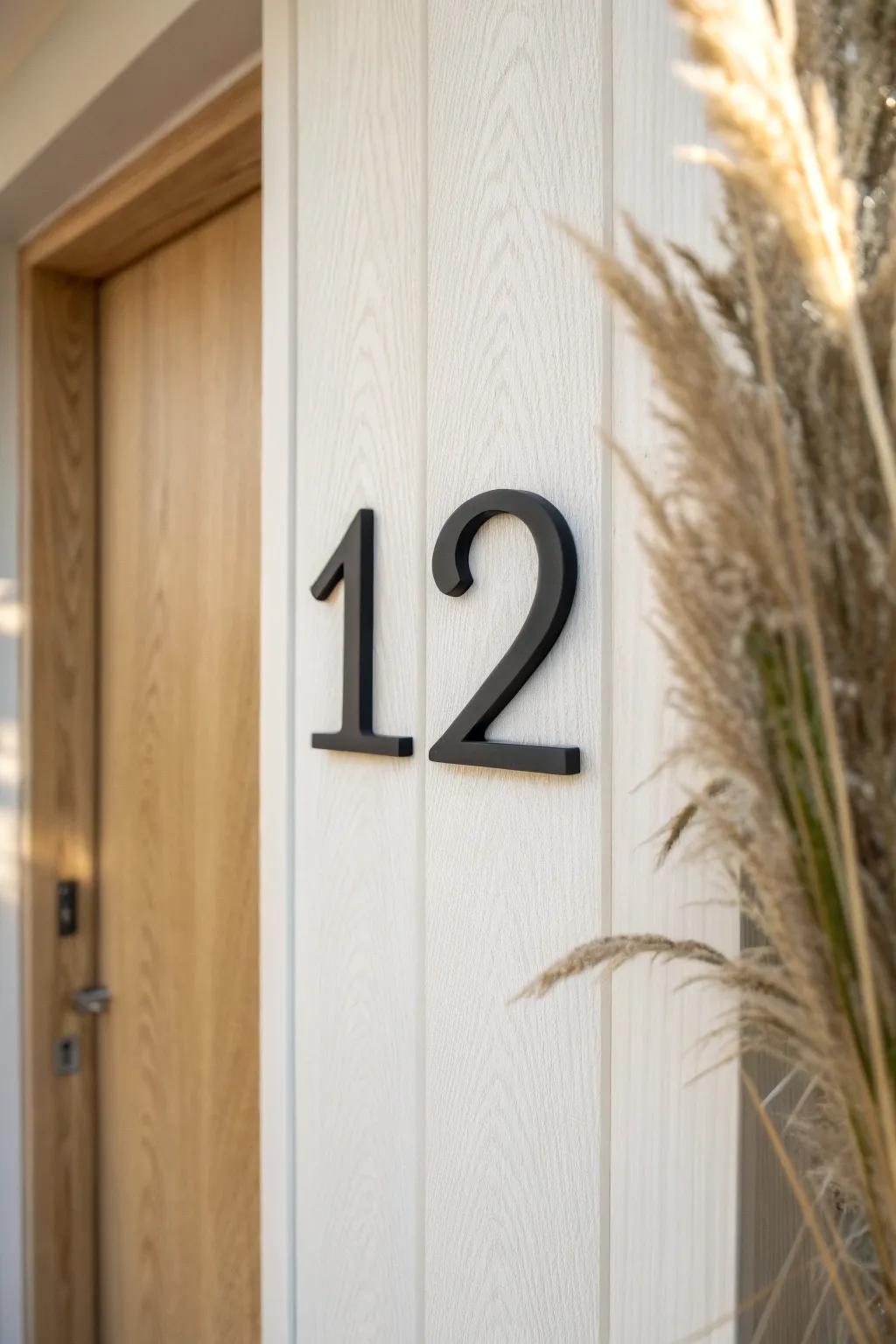 Bold matte-black numbers on a light door—classic, minimal, and easy to spot at a glance.