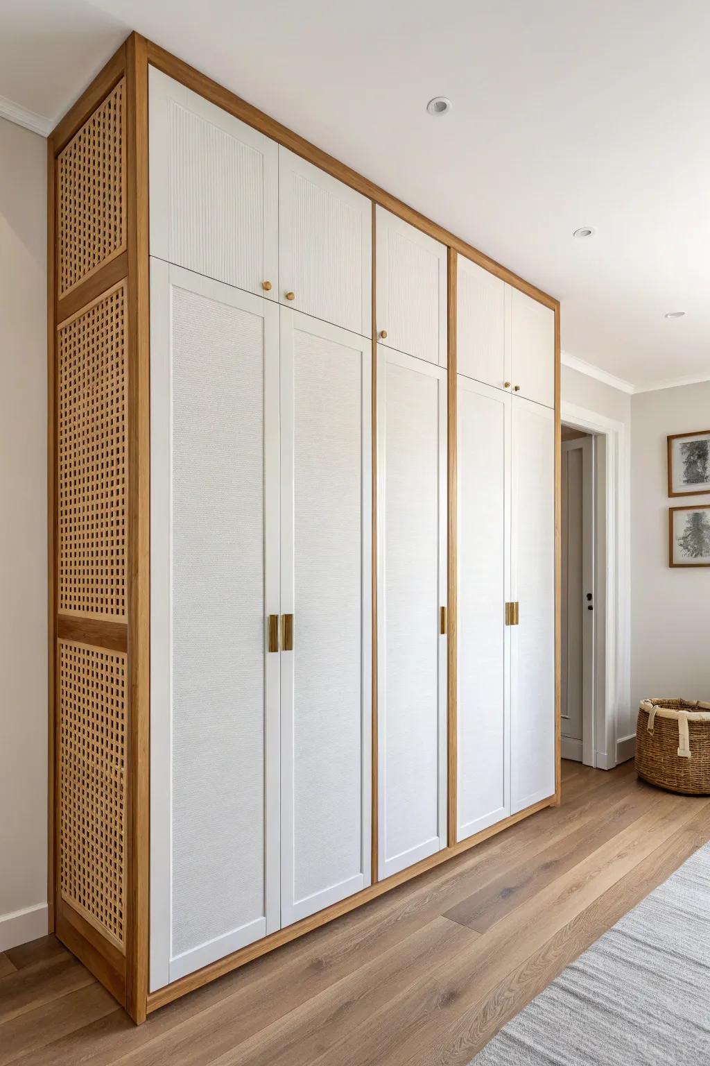 A sleek floor-to-ceiling built-in wardrobe turns one wall into calm, clutter-free architecture.