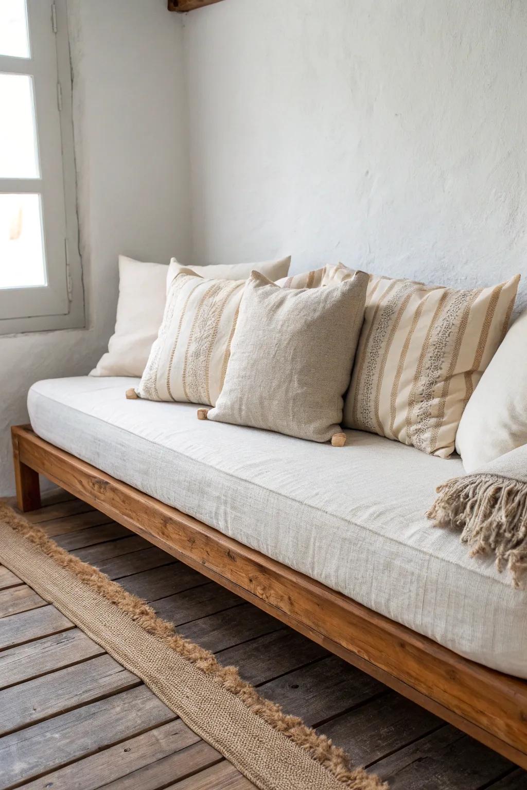 Turn a corner bed into a daybed—line up classic pillows for an instant, comfy backrest.