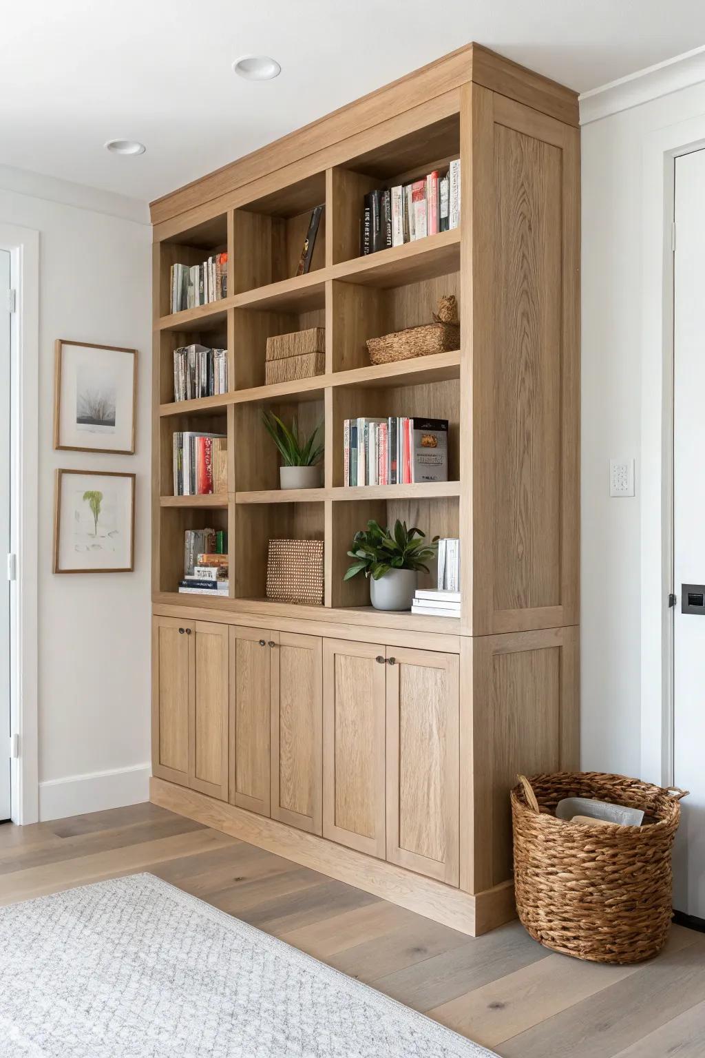 Floor-to-ceiling corner built-ins turn tiny apartments into a dreamy library nook.