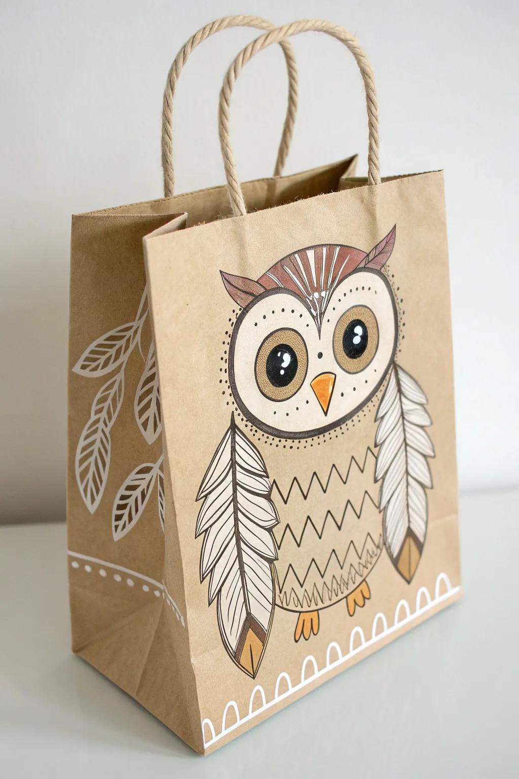 Transform a humble paper bag into a charming owl puppet, blending minimalist design with boho flair.