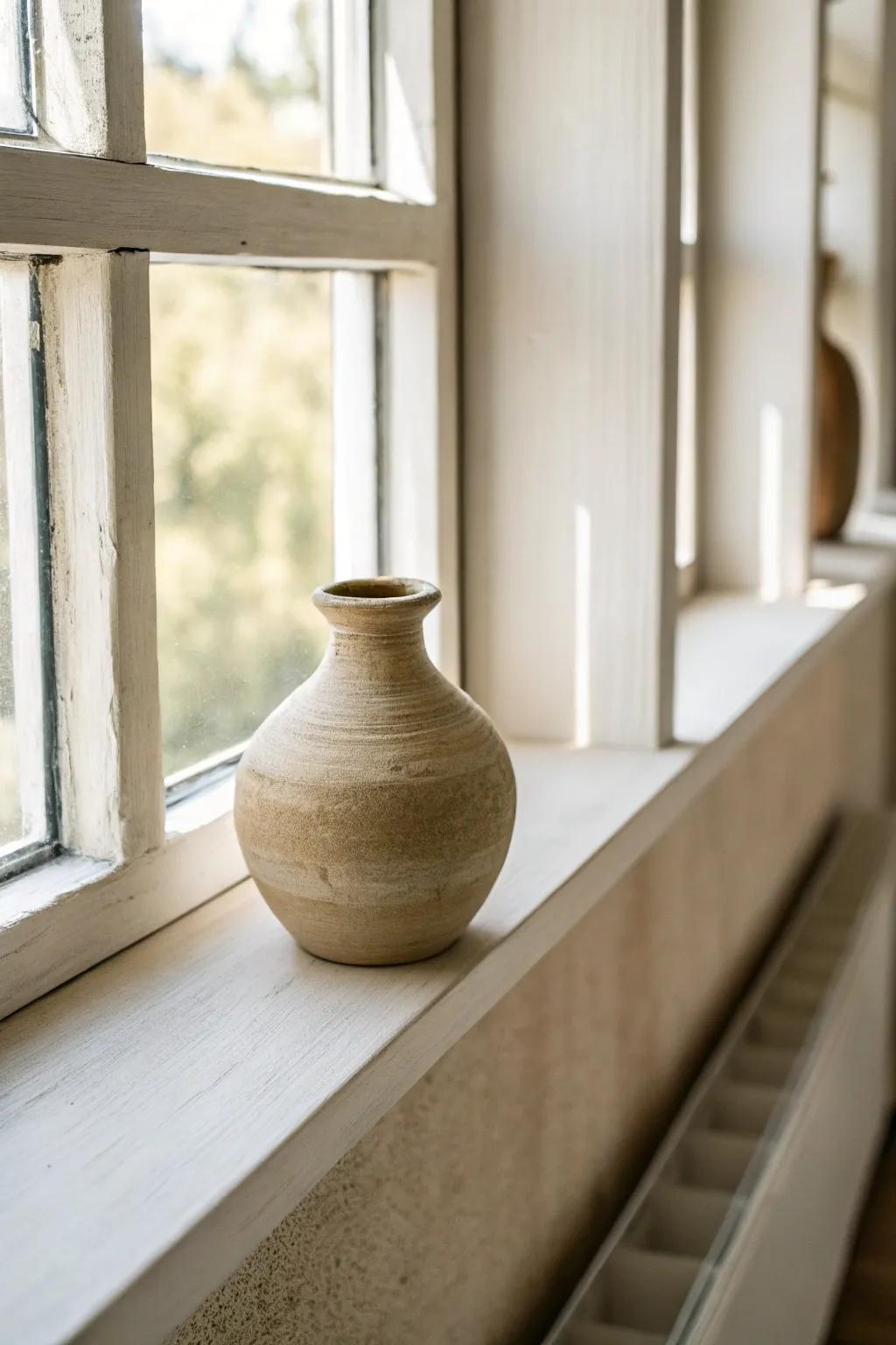 Start fresh: one sculptural vase on an empty built-in shelf sets a calm, curated tone.