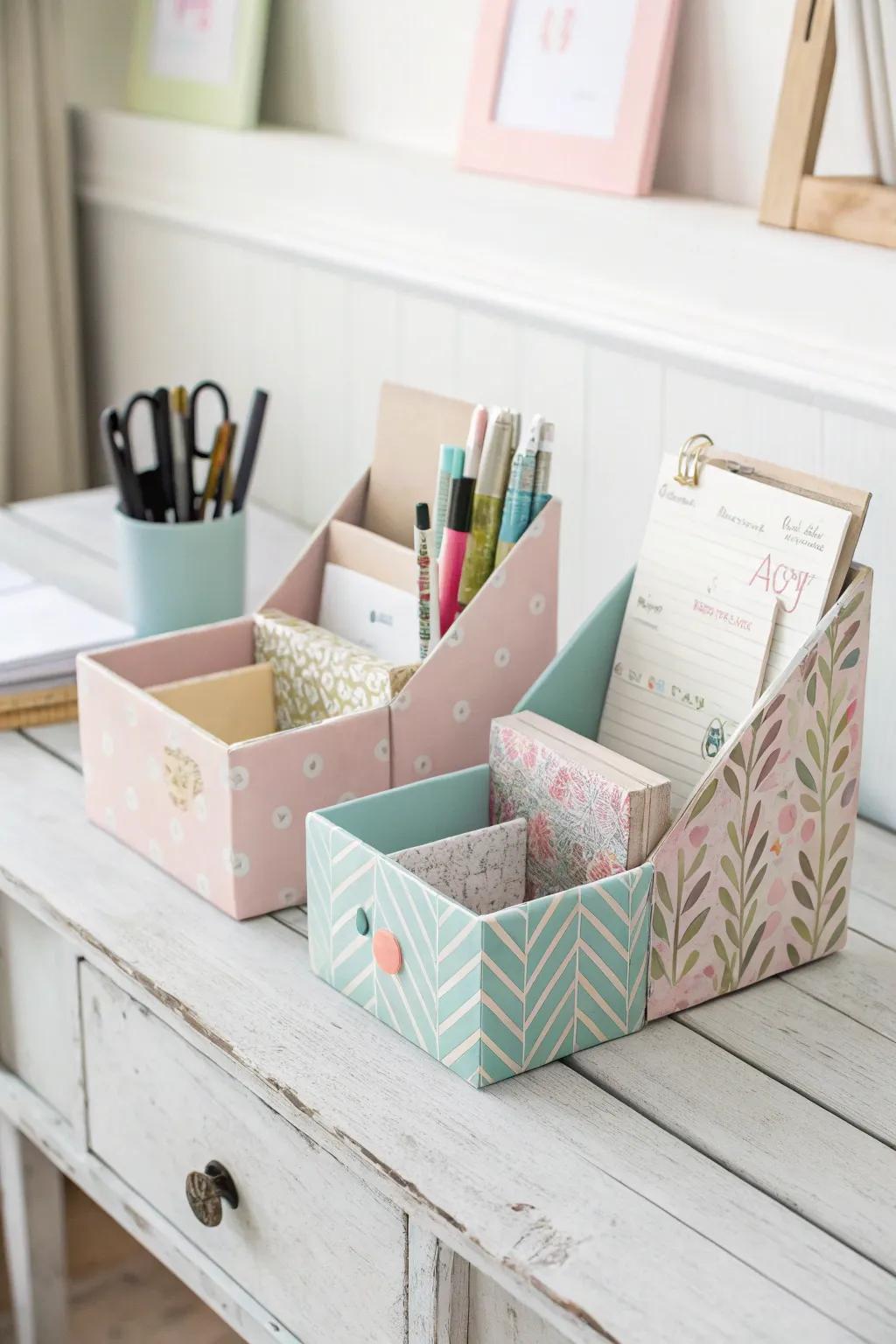 Transform your workspace with chic DIY cardboard desk organizers, where functionality meets minimalist elegance.