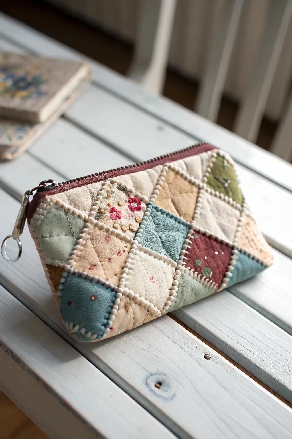 Transform fabric scraps into a charming patchwork coin purse—where every stitch tells a story of creativity and craftsmanship.