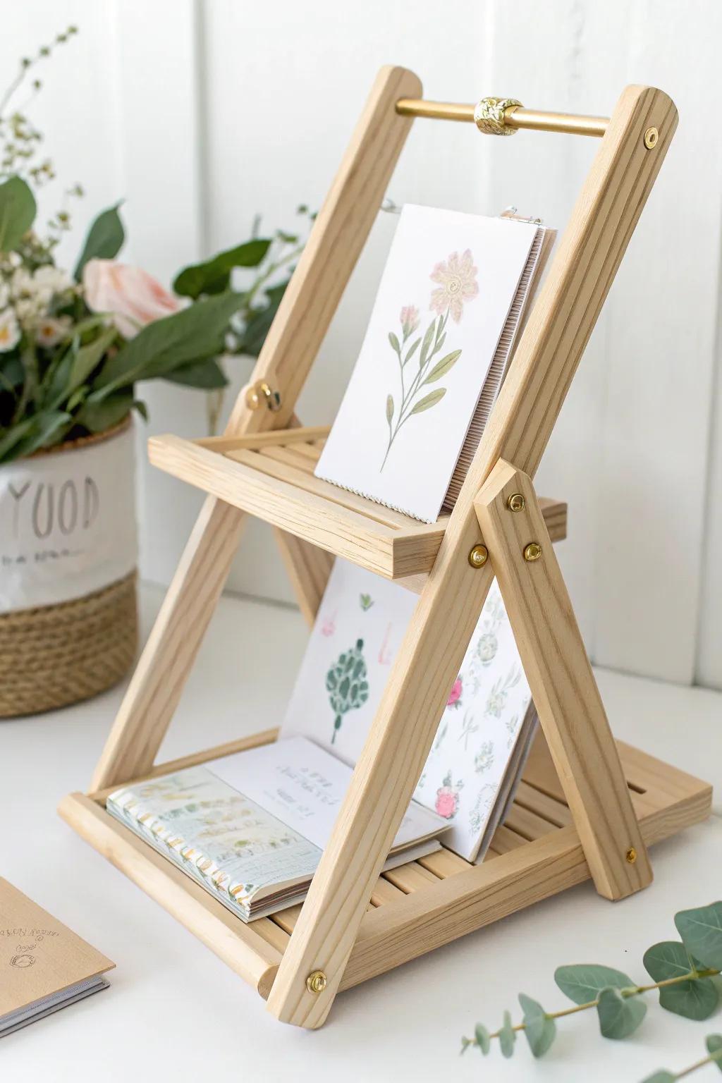 Showcase your heartfelt creations with a minimalist touch using this elegant foldable display stand.