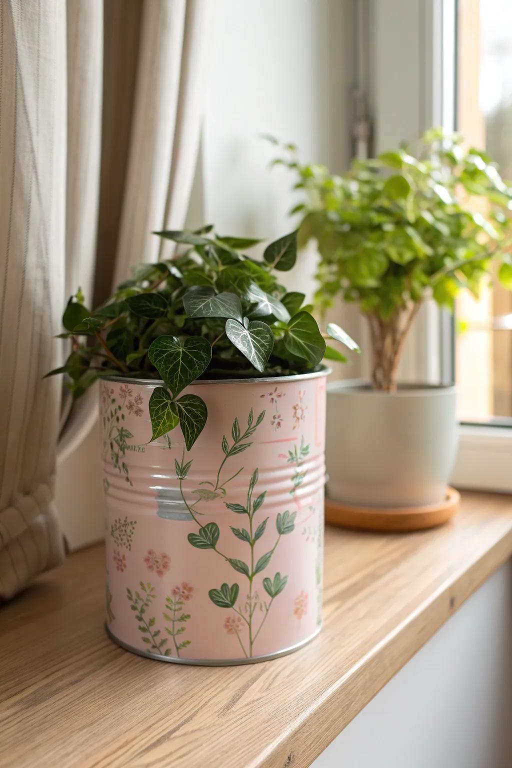 Transform everyday tin cans into elegant planters with a touch of rustic charm.