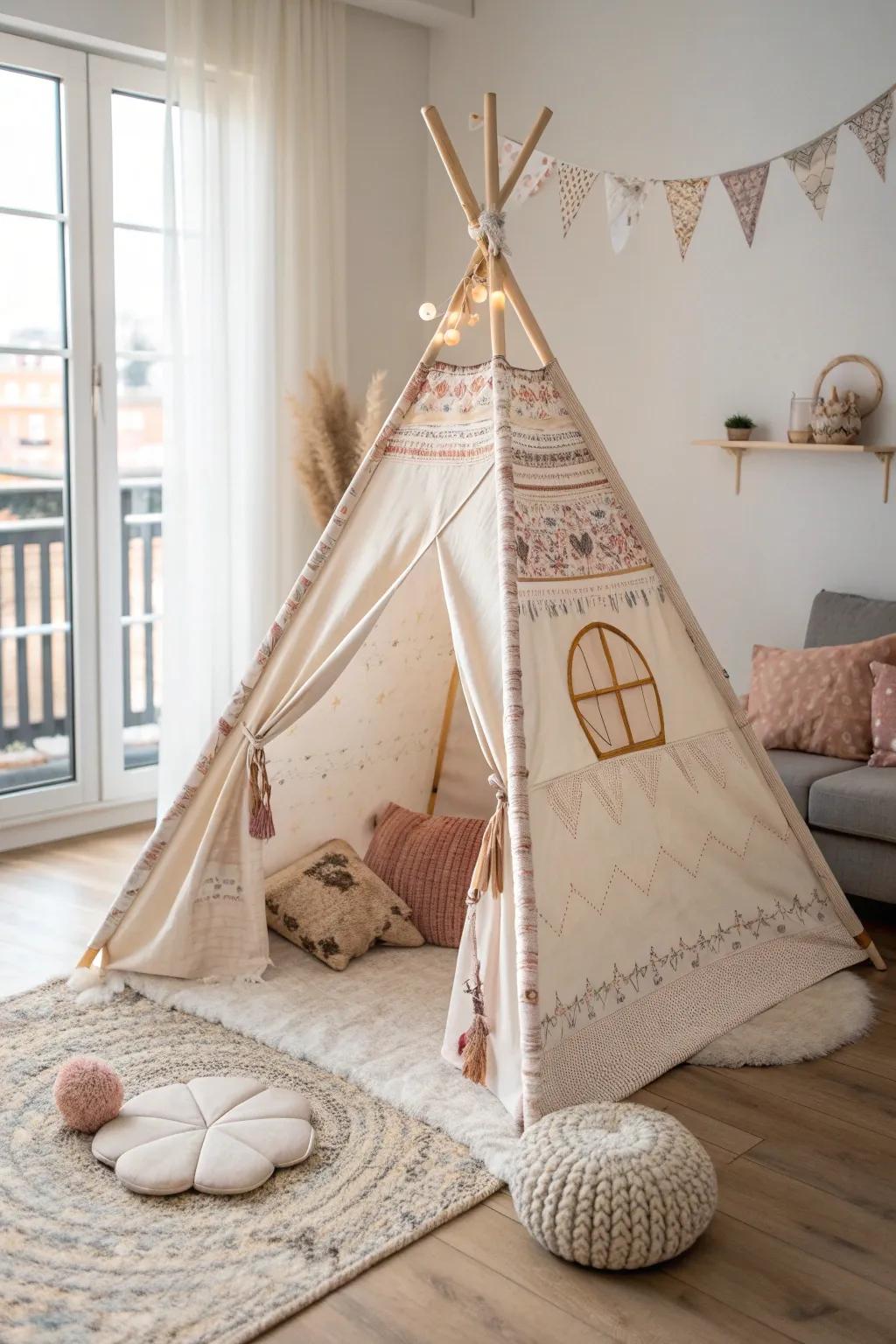Create a dreamy escape with this DIY teepee tent, where simplicity meets enchanting charm.