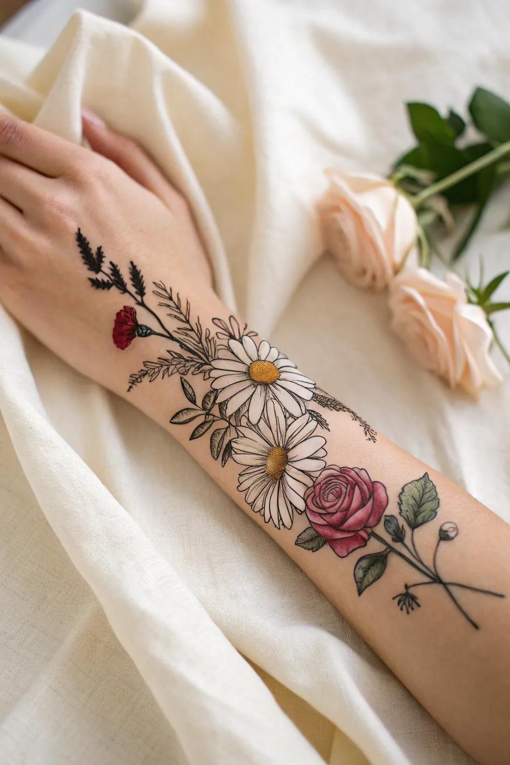 Embrace the charm of boho with these delicate floral ink designs.