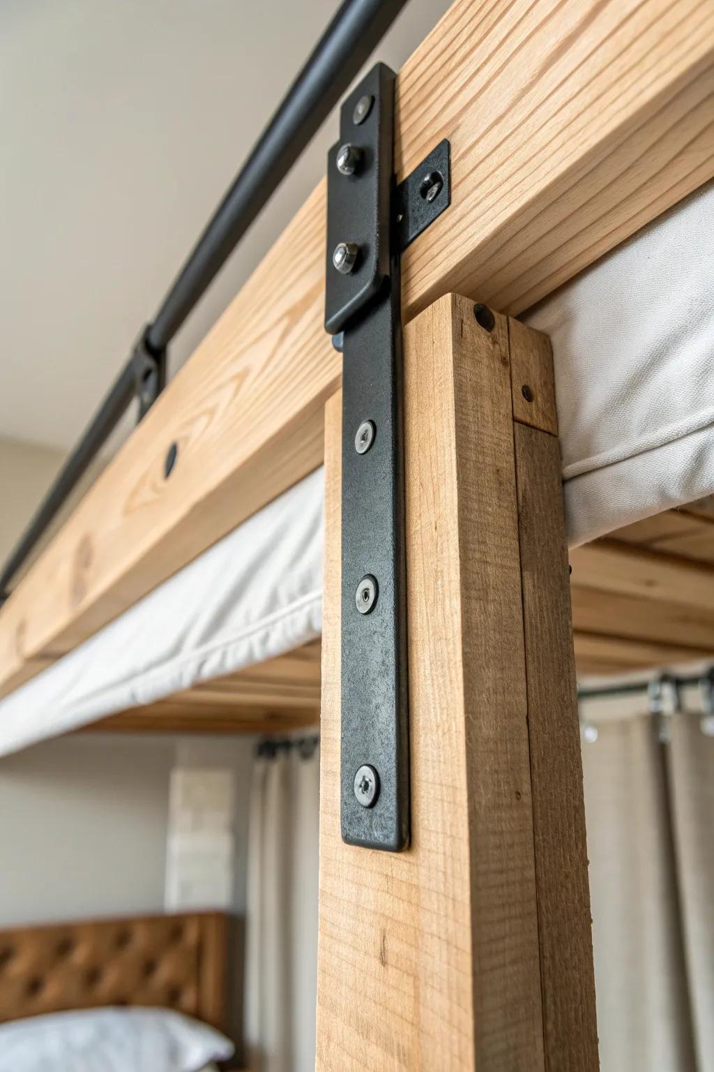 Classic E-track bed: wood beam socket + 2x4 beams for a sturdy, quick-release platform.