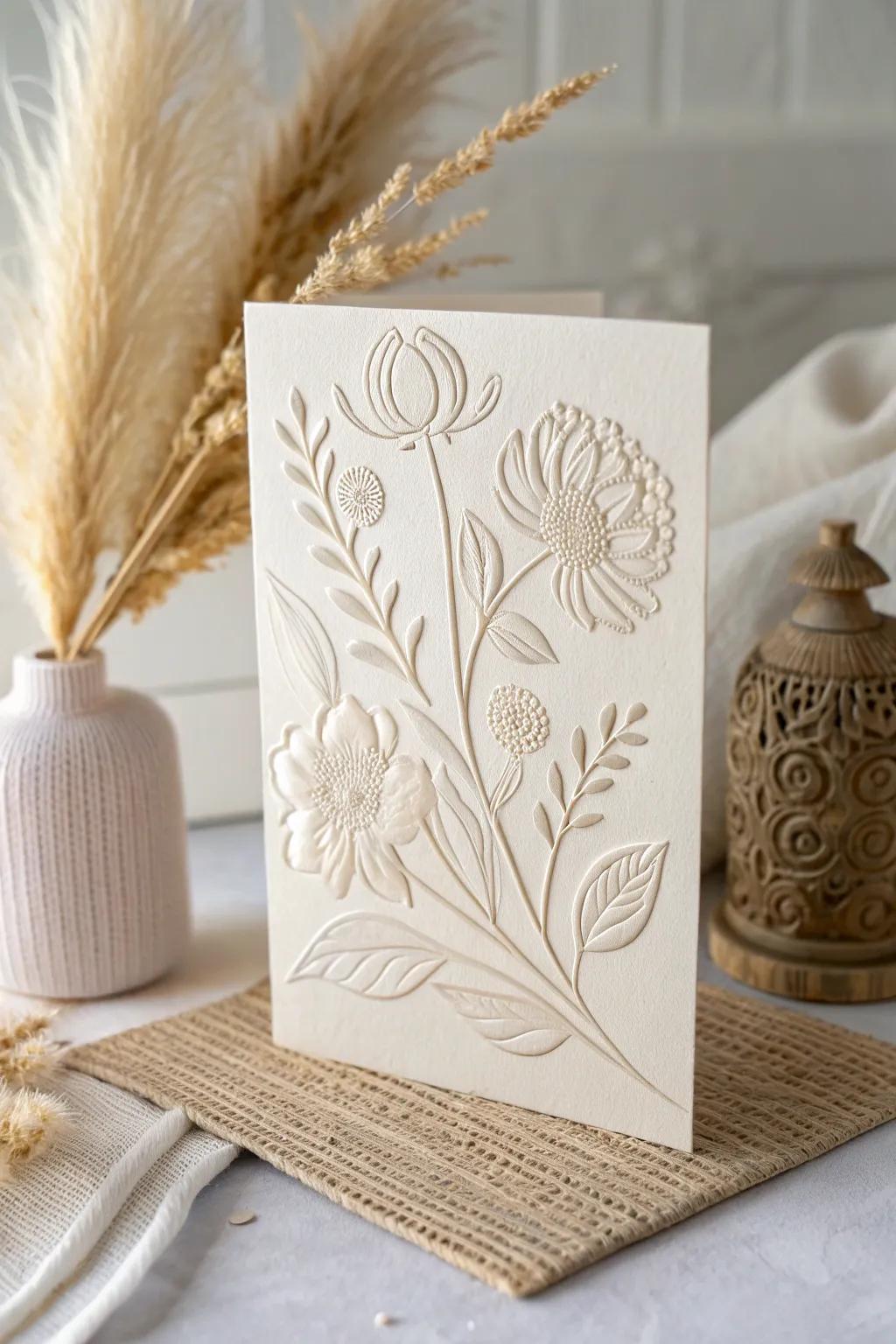 Embrace the beauty of nature with this exquisite embossed floral design, perfect for bringing the essence of spring into your crafts.