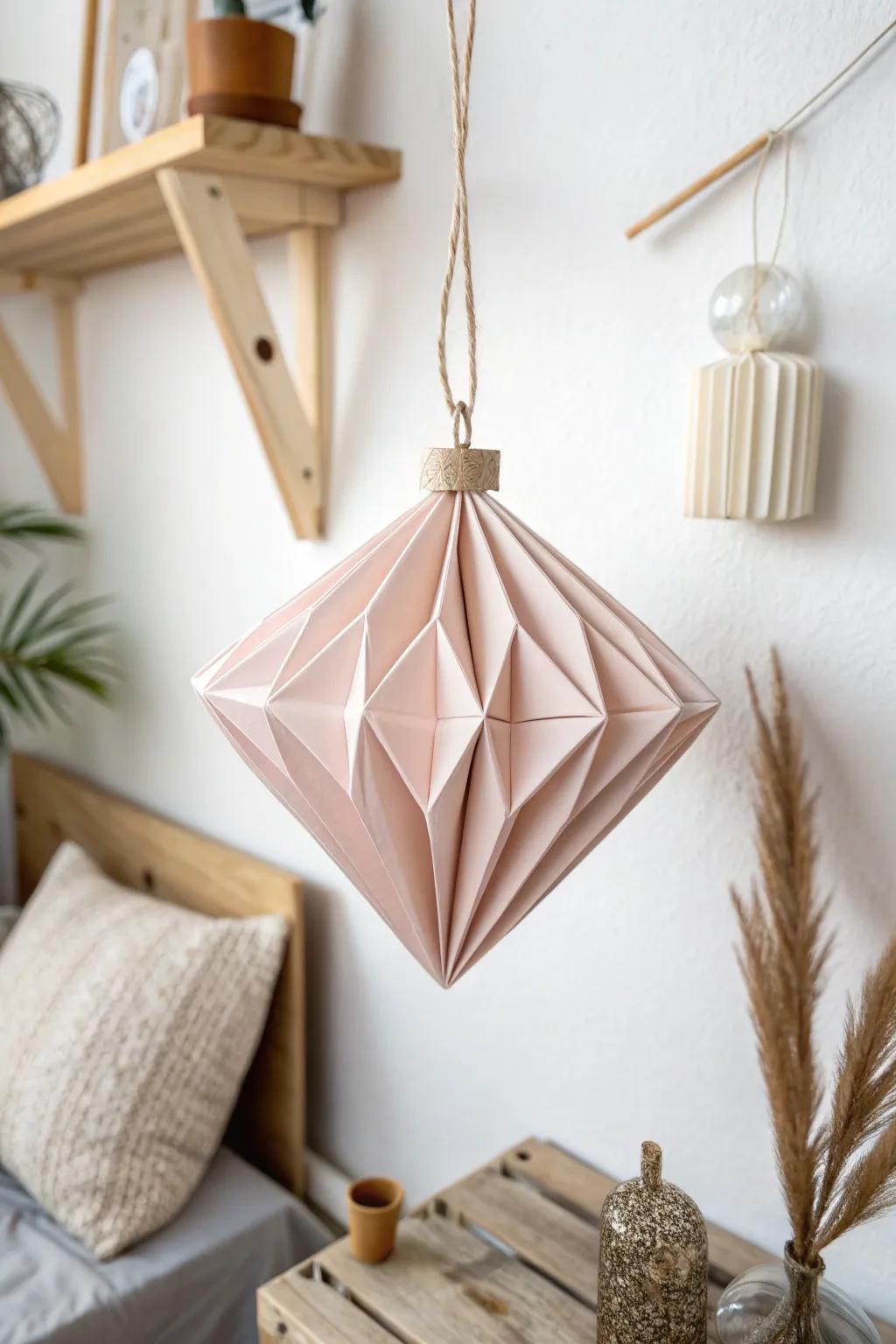 Elevate your space with the elegance of origami: a diamond delight for minimalist charm.