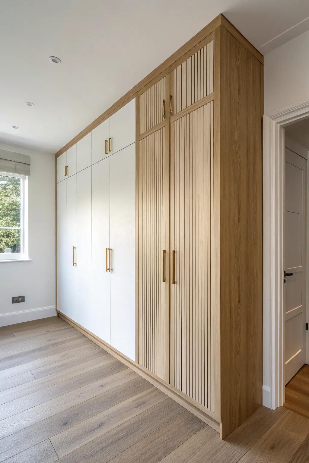 One seamless floor-to-ceiling cabinet turns a tiny hallway into a calm, clutter-free wall moment.