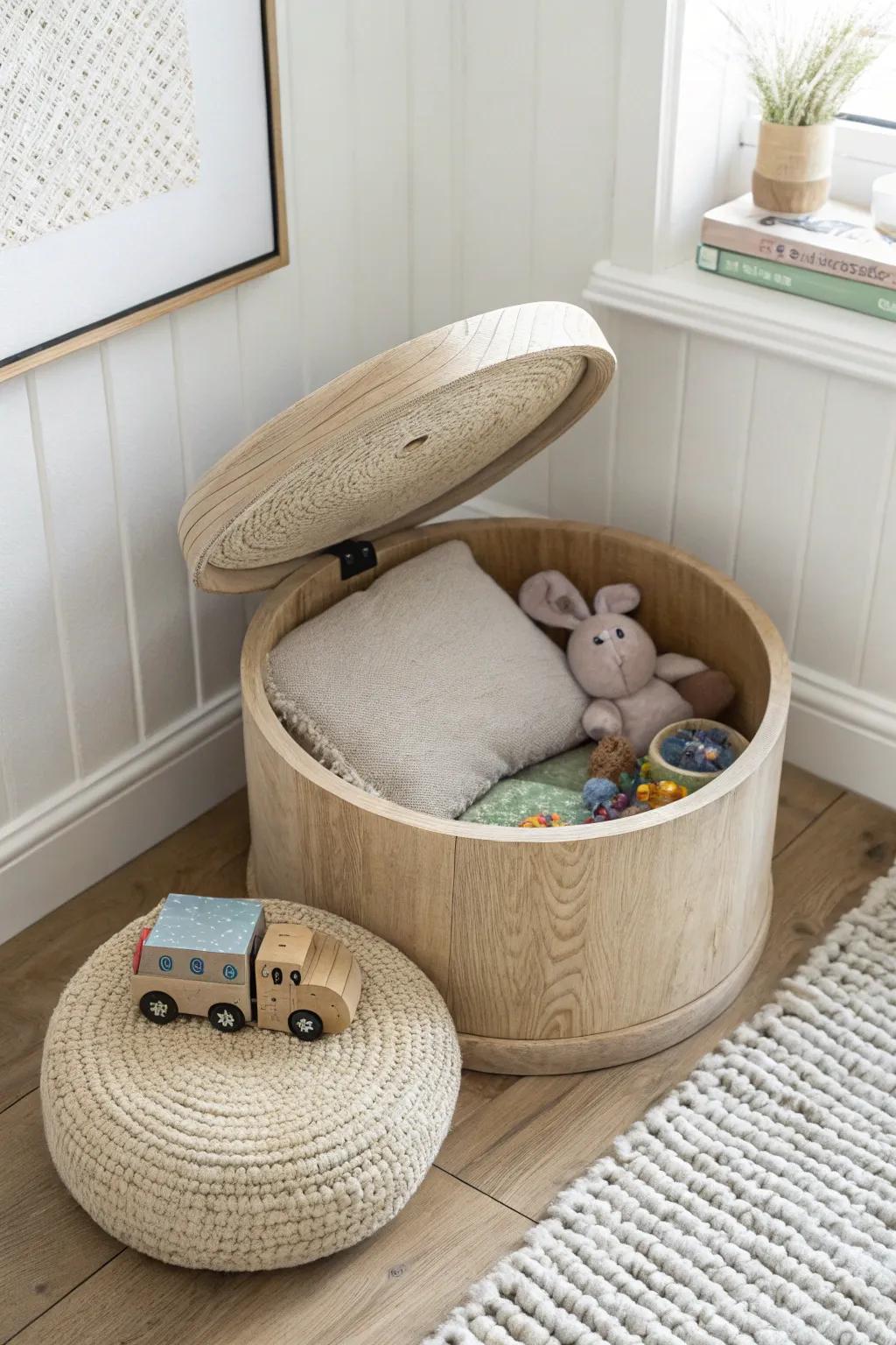 Lift the lid, hide the chaos—this chic storage ottoman keeps toys out of sight in seconds.