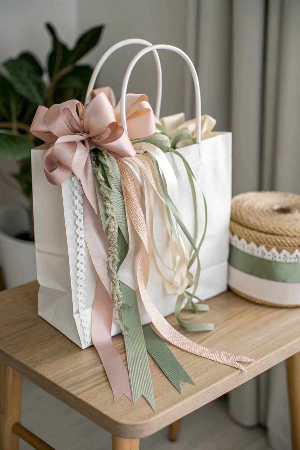 Elevate your gift wrapping with the beauty of layered ribbons.