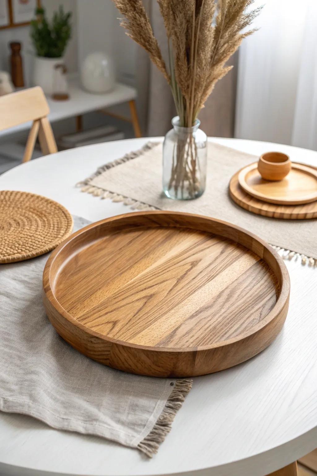 Elevate your dining experience with a classic wooden lazy Susan — a perfect blend of simplicity and natural elegance.