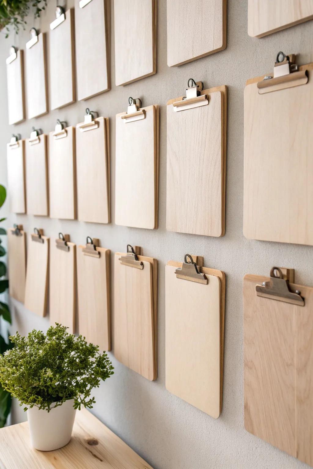 Elevate classroom organization with a stylish clipboard wall – where simplicity meets functionality.