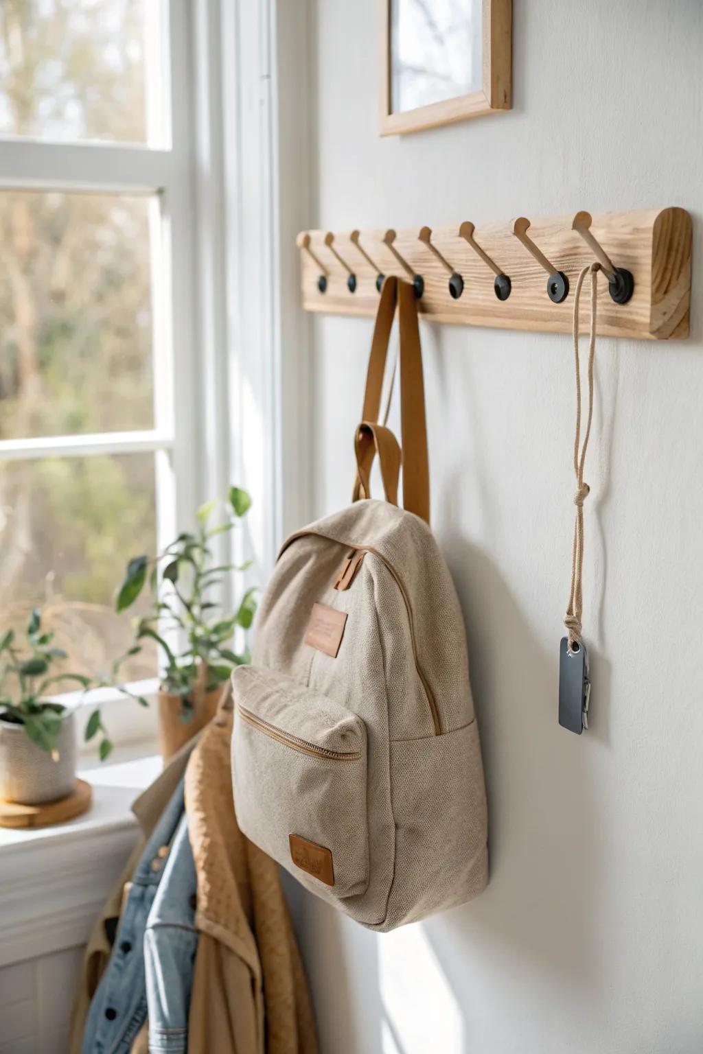 A simple peg + one backpack = instant drop zone—no more school stuff scavenger hunts.