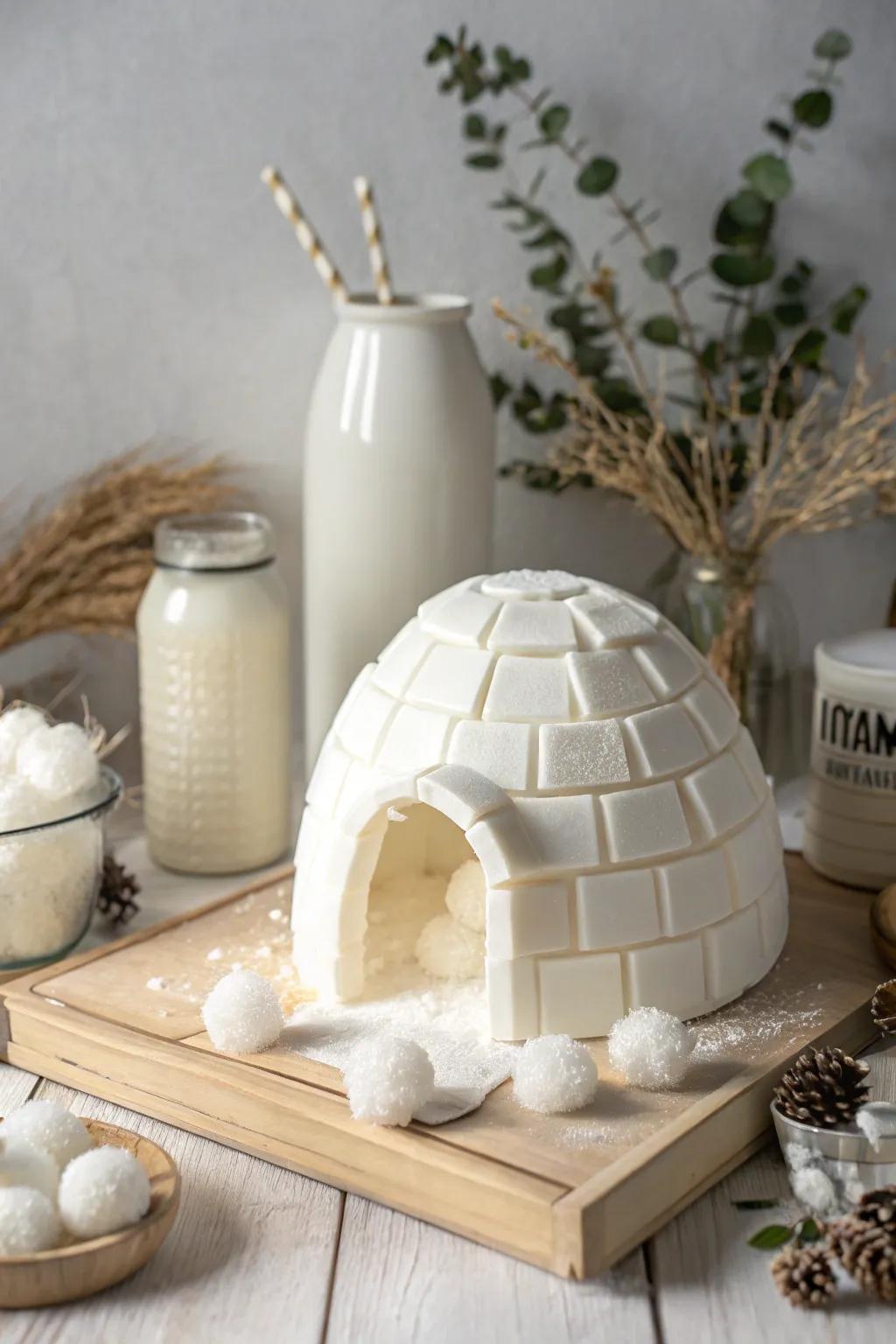 Embrace the charm of winter with this cozy milk jug igloo, merging minimalism and creativity in one delightful craft.