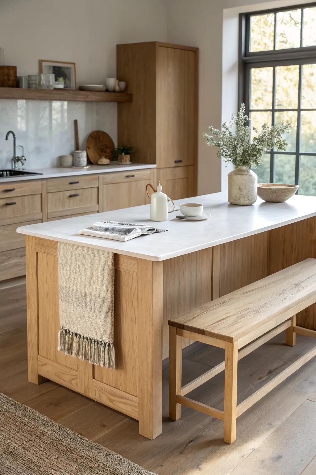 A classic island with an attached table extension—cook and dine in one seamless spot.