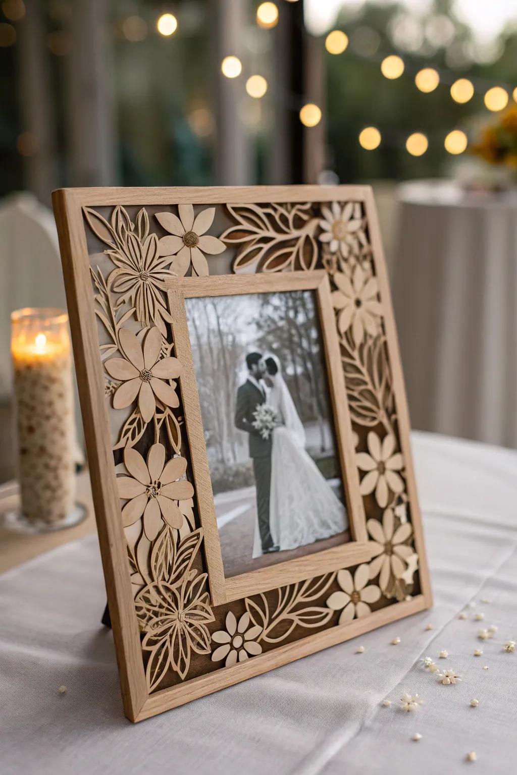 Craftsmanship at its finest: A stunning MDF laser-cut frame that captures timeless memories.