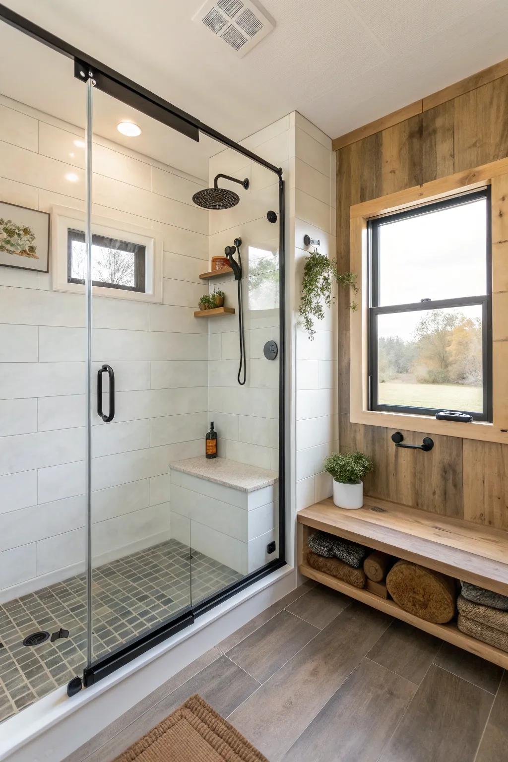 Swap the bulky tub for a clear-glass walk-in shower to open up a small master bath.