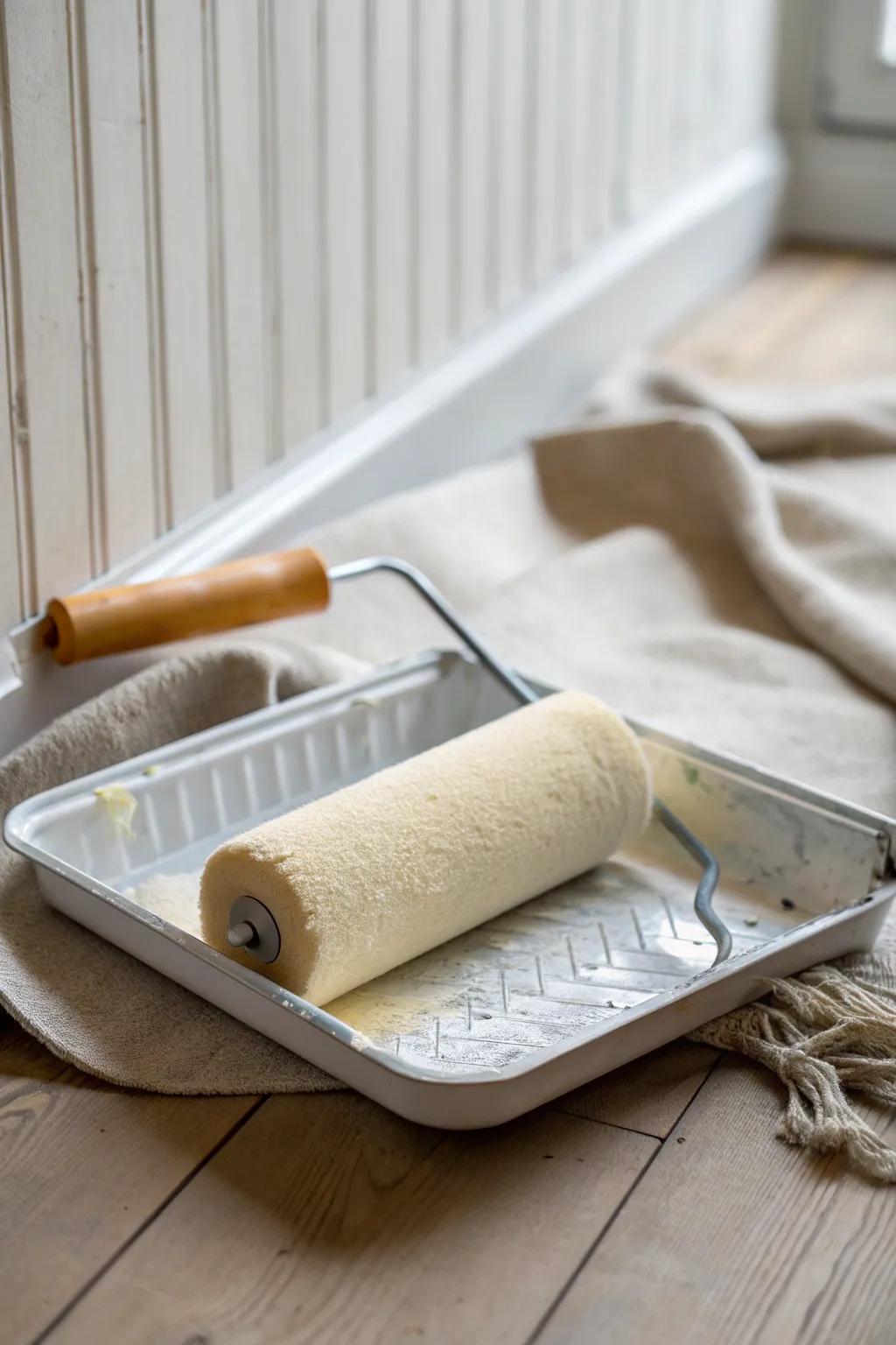 Warm light-neutral paint on paneling—an instant bright, clean upgrade for a cozy mobile home.