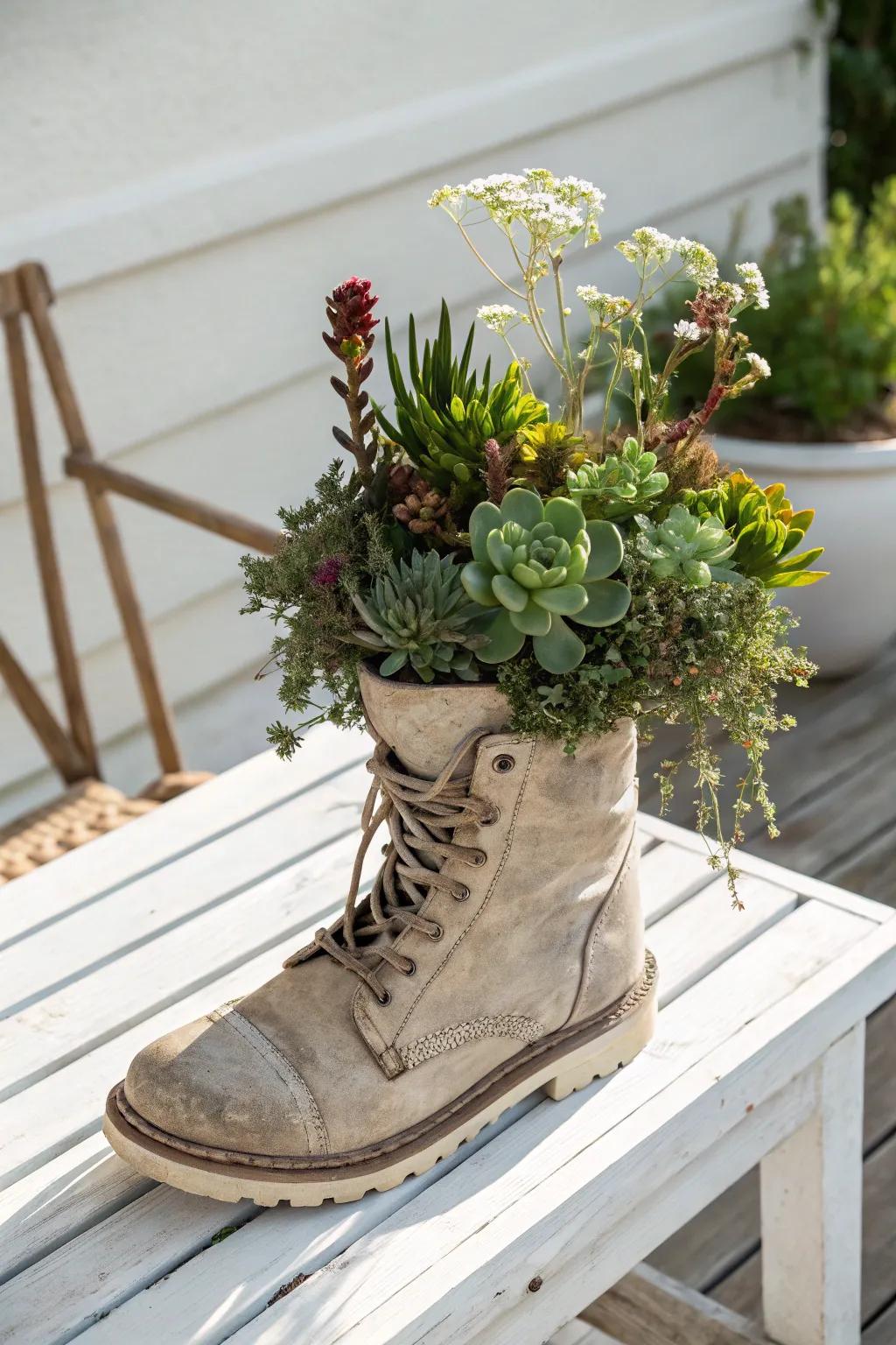 Breathe new life into old shoes with a touch of nature's beauty.