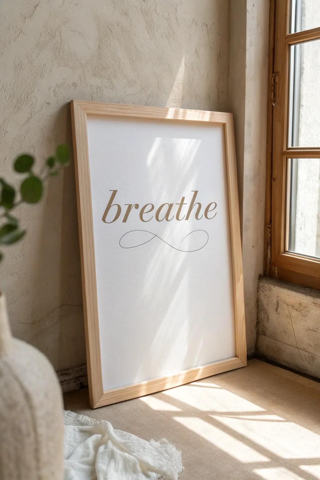 Inhale calm, exhale stress. Let 'Breathe' be your daily reminder of tranquility.