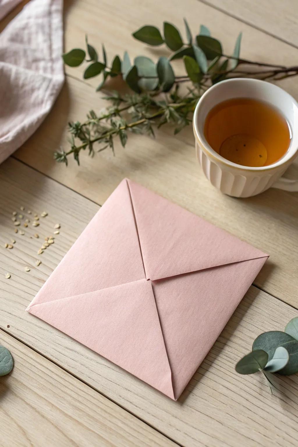 Craft elegance with a minimalist touch: Discover the simplicity of an origami square envelope.