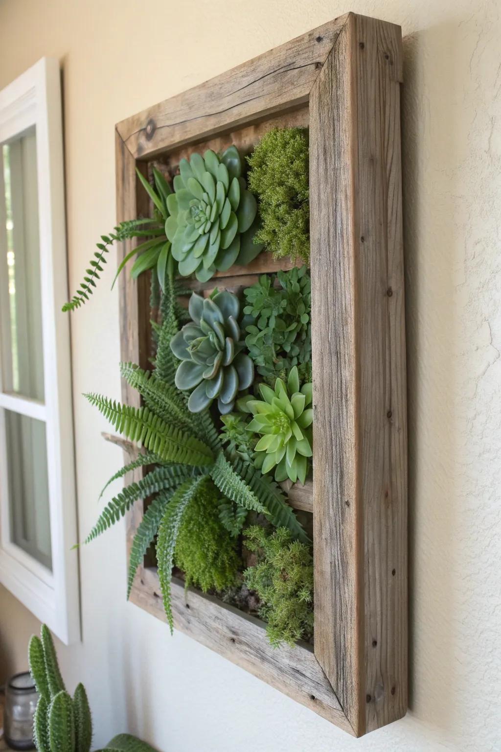 Bring nature indoors with a chic vertical plant frame – the perfect blend of Scandinavian minimalism and boho charm for your wall.