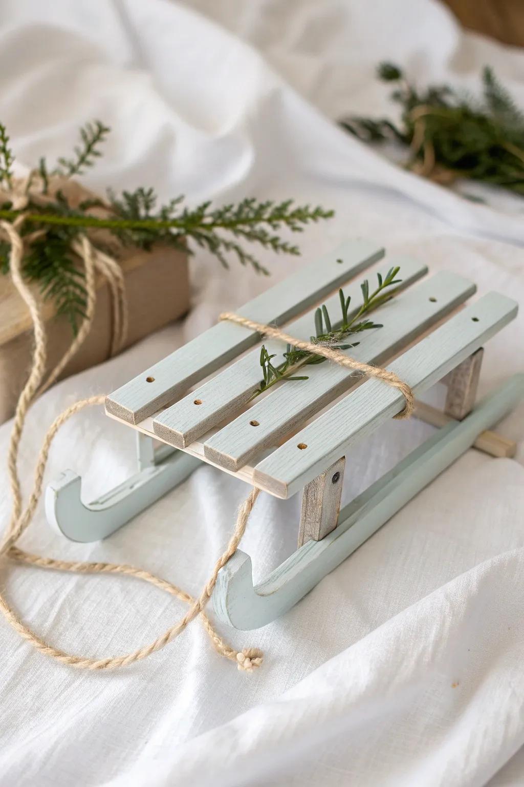 Celebrate the season with this charming mini sled, a perfect blend of minimalist elegance and handcrafted joy.