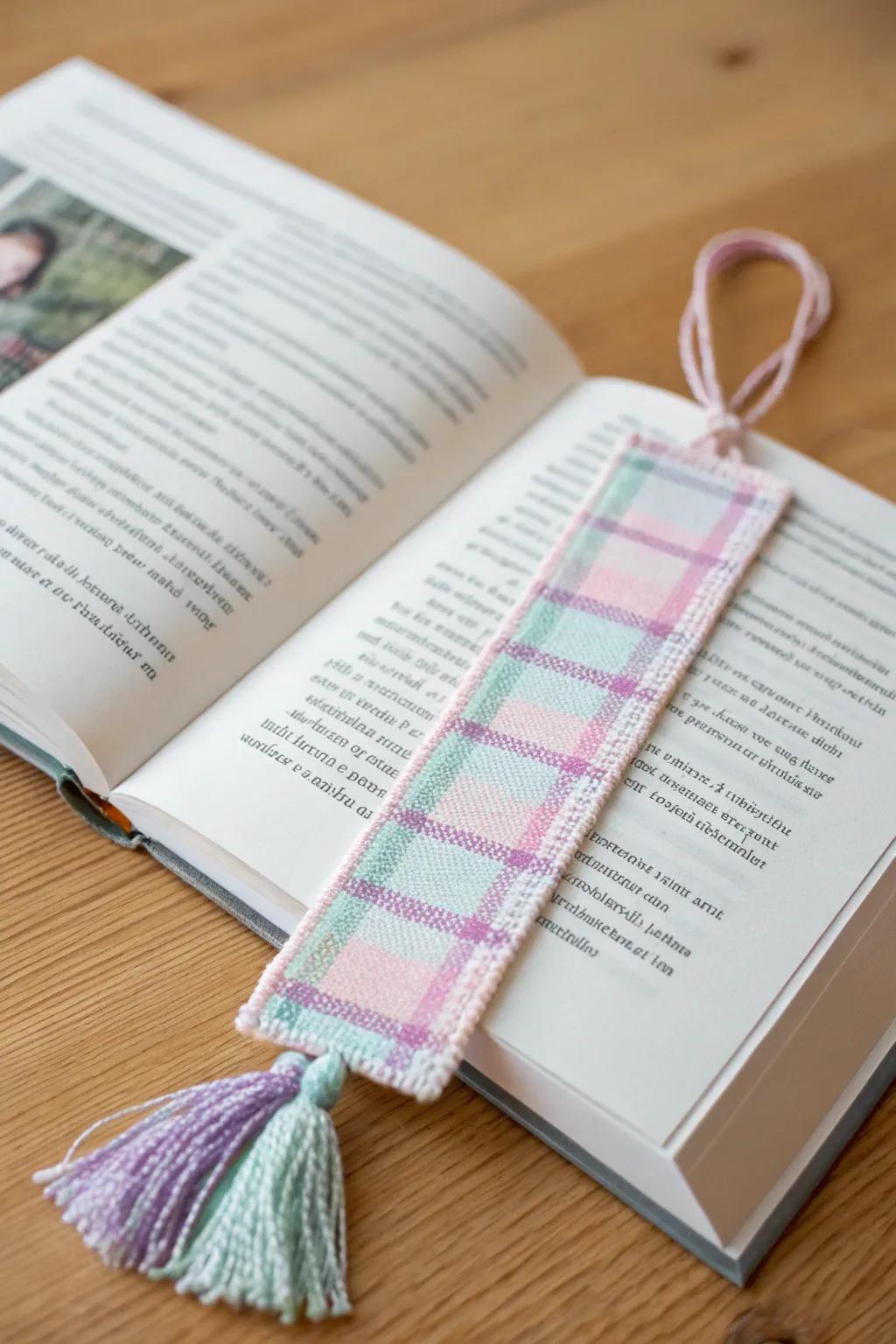 Elevate your reading experience with a touch of pastel plaid elegance.