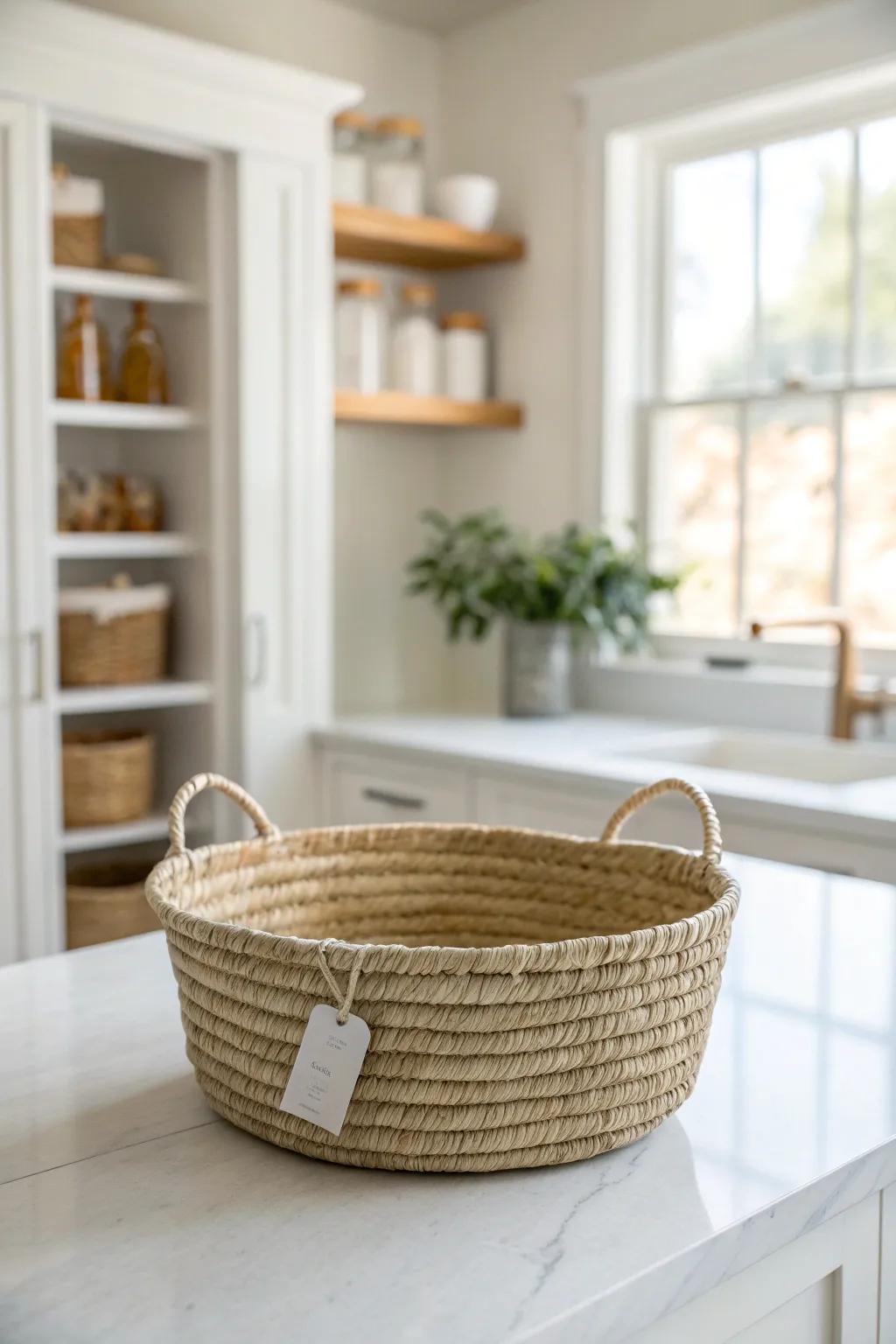 Start fresh: empty the reach‑in pantry, then sort by category for an effortless reset.