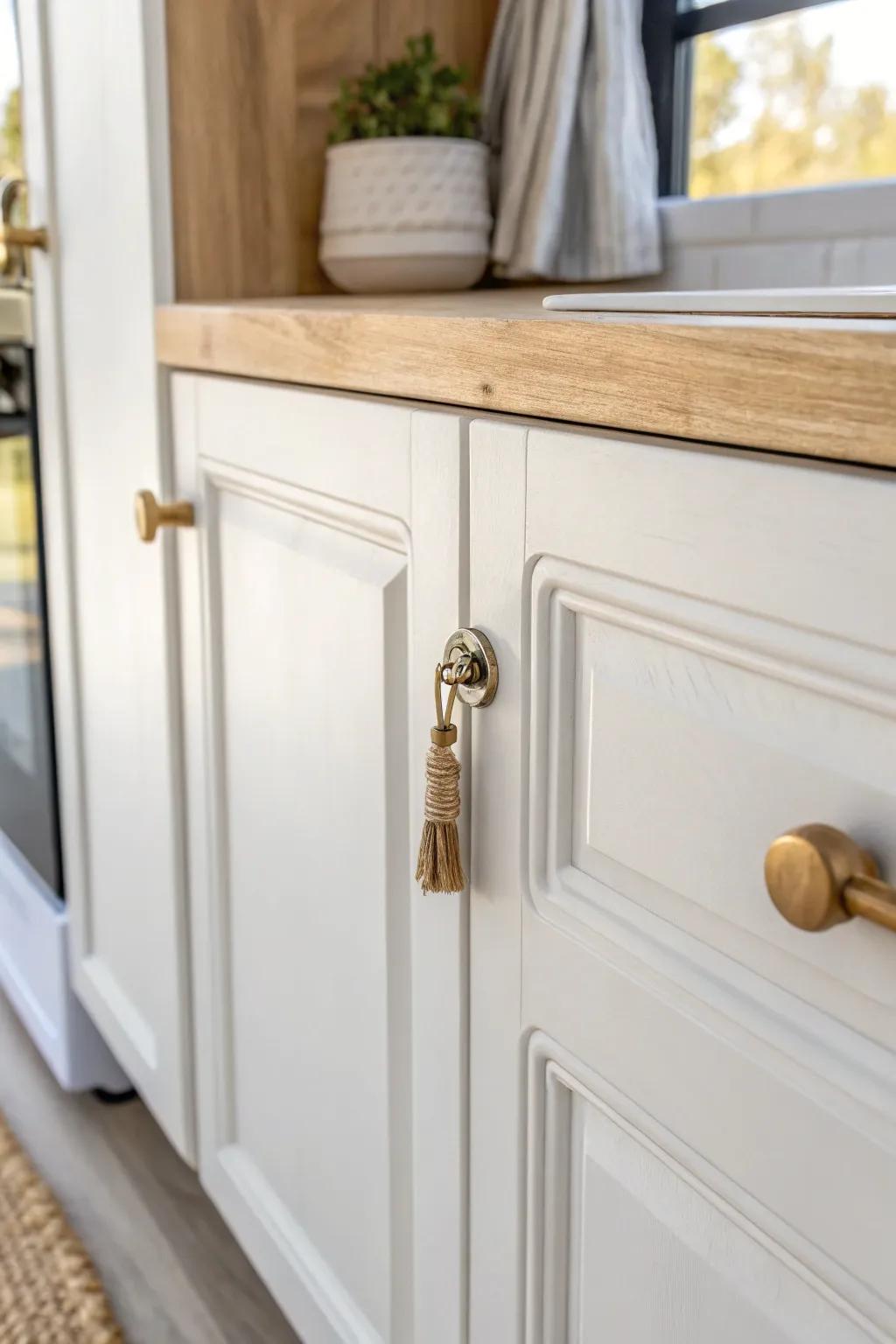 Bright white paint makes RV cabinets feel larger—clean, airy, and instantly more modern.