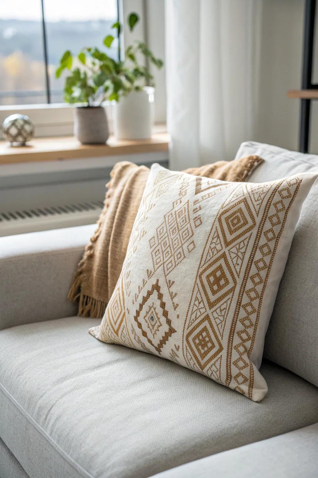 Add a personal touch to your space with a handcrafted pillow cover that embodies simplicity and elegance.