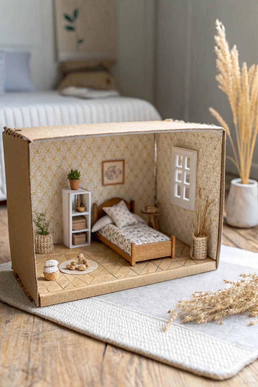 Turn a simple shoebox into a cozy mini room diorama—Scandi calm with a hint of boho charm.