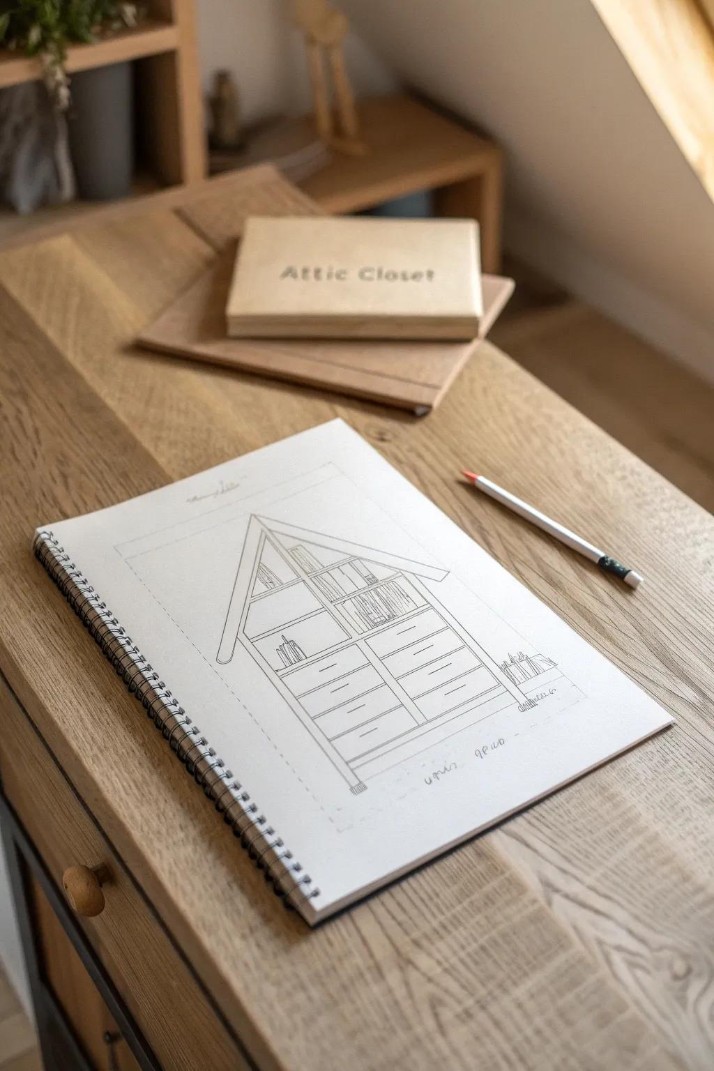 Sketch the slope with height marks to map hanging vs. shelves—no more guessing.