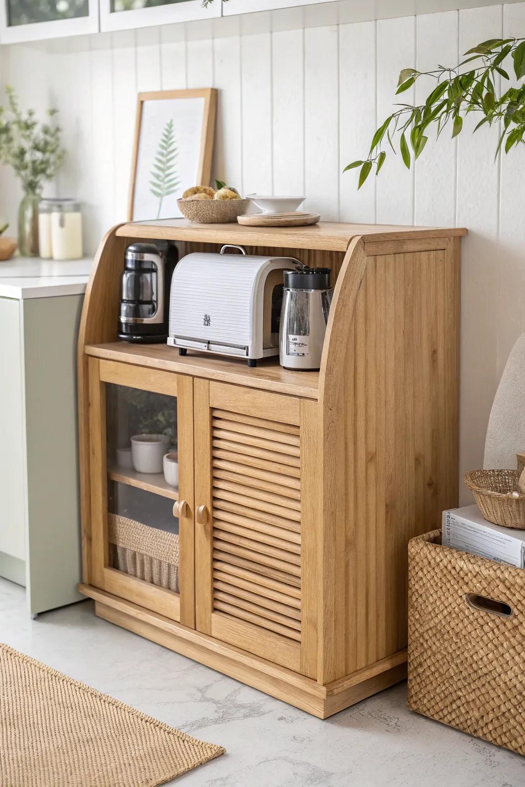 A calm, counter-clearing appliance garage: close the door and your kitchen feels serene.