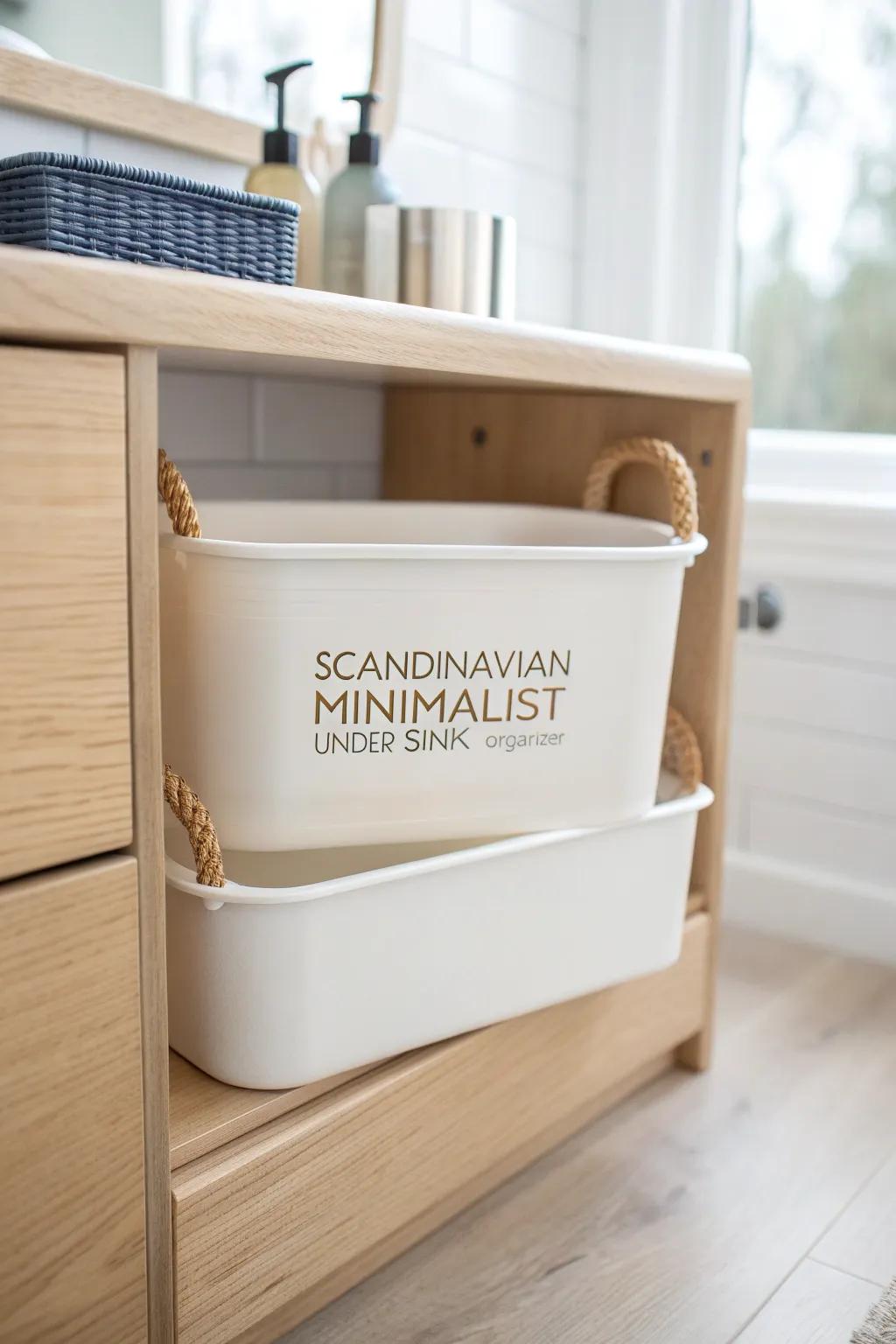 Stackable under-sink bins that turn bathroom chaos into calm, grab-and-go categories.