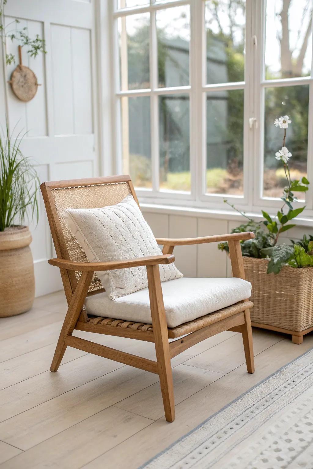 Light woods and creamy neutrals make even the smallest conservatory feel airy and expansive.