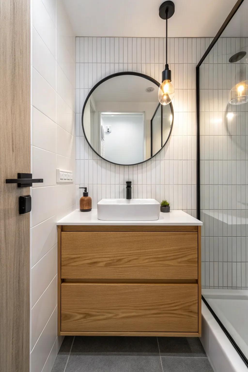 Try a three-in-a-row wall: shower, toilet, vanity—sleek flow for a narrow ensuite.