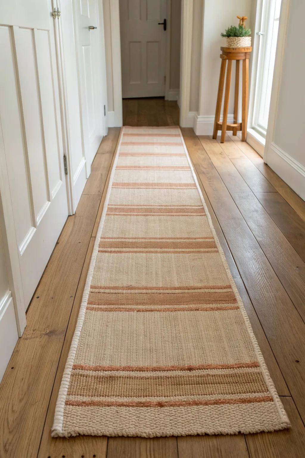 A long runner rug instantly finishes a small hallway and draws the eye forward.
