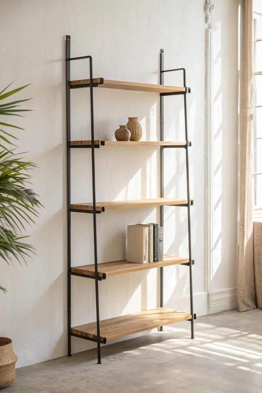 Wall-mounted modular tracks keep small retail displays flexible—no floor space needed.