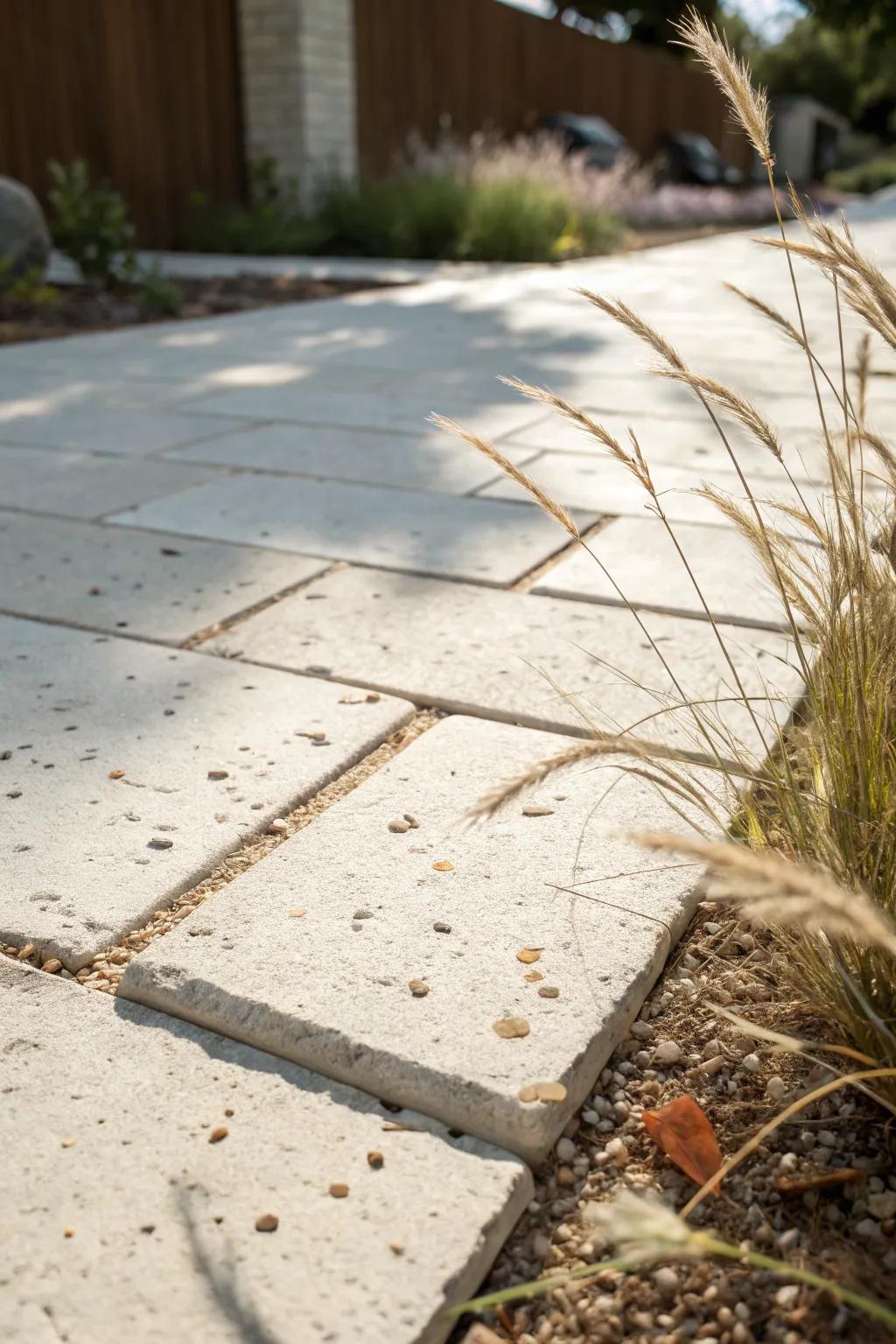 A crisp paver base turns a narrow side yard into a clean, usable patio in minutes.