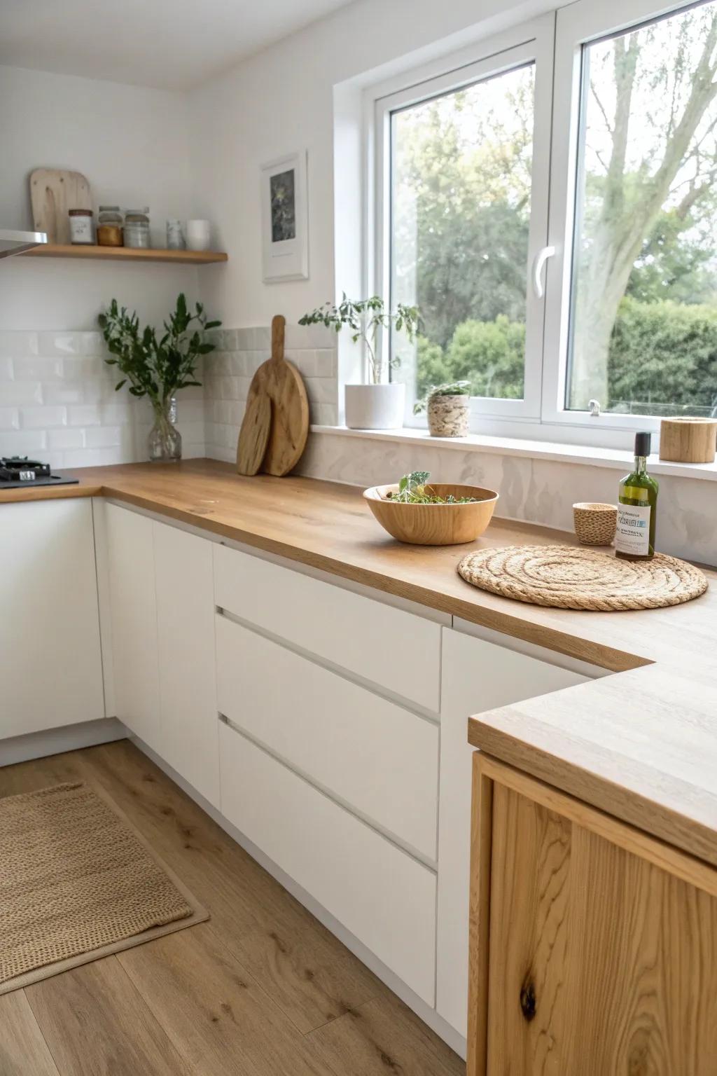 A U-shaped layout turns a small square kitchen into a cozy, efficient work zone.
