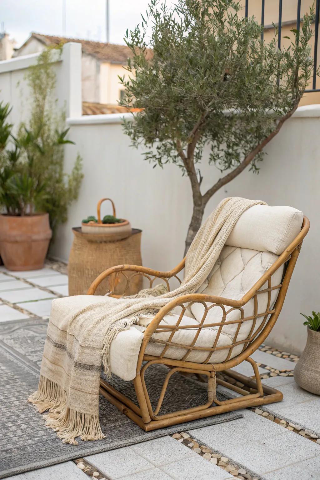 One sculptural lounge chair makes a tiny urban patio feel like a true outdoor living room.
