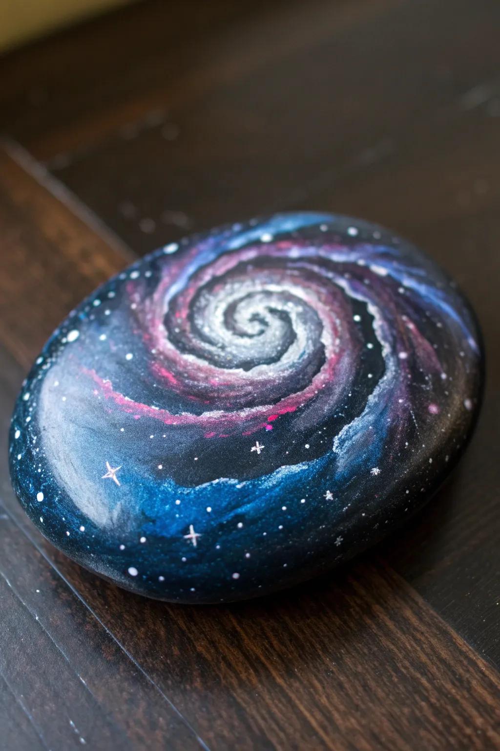 Craft your own cosmic masterpiece with this swirling galaxy rock design.