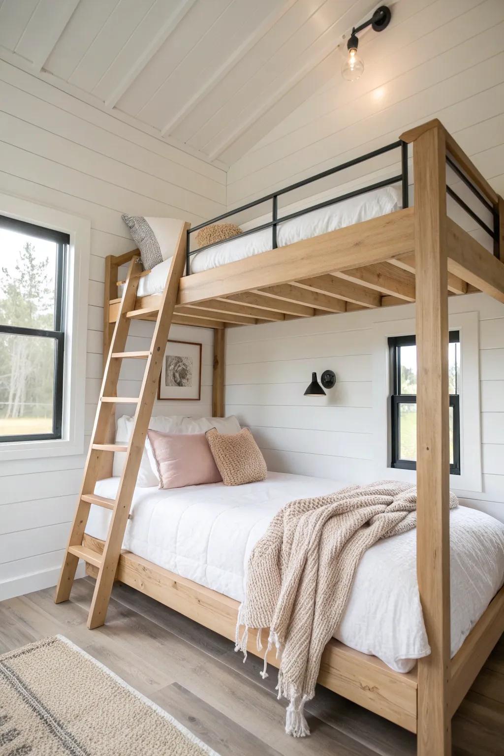 A lofted bed creates an instant extra room—freeing the main floor for living and storage.