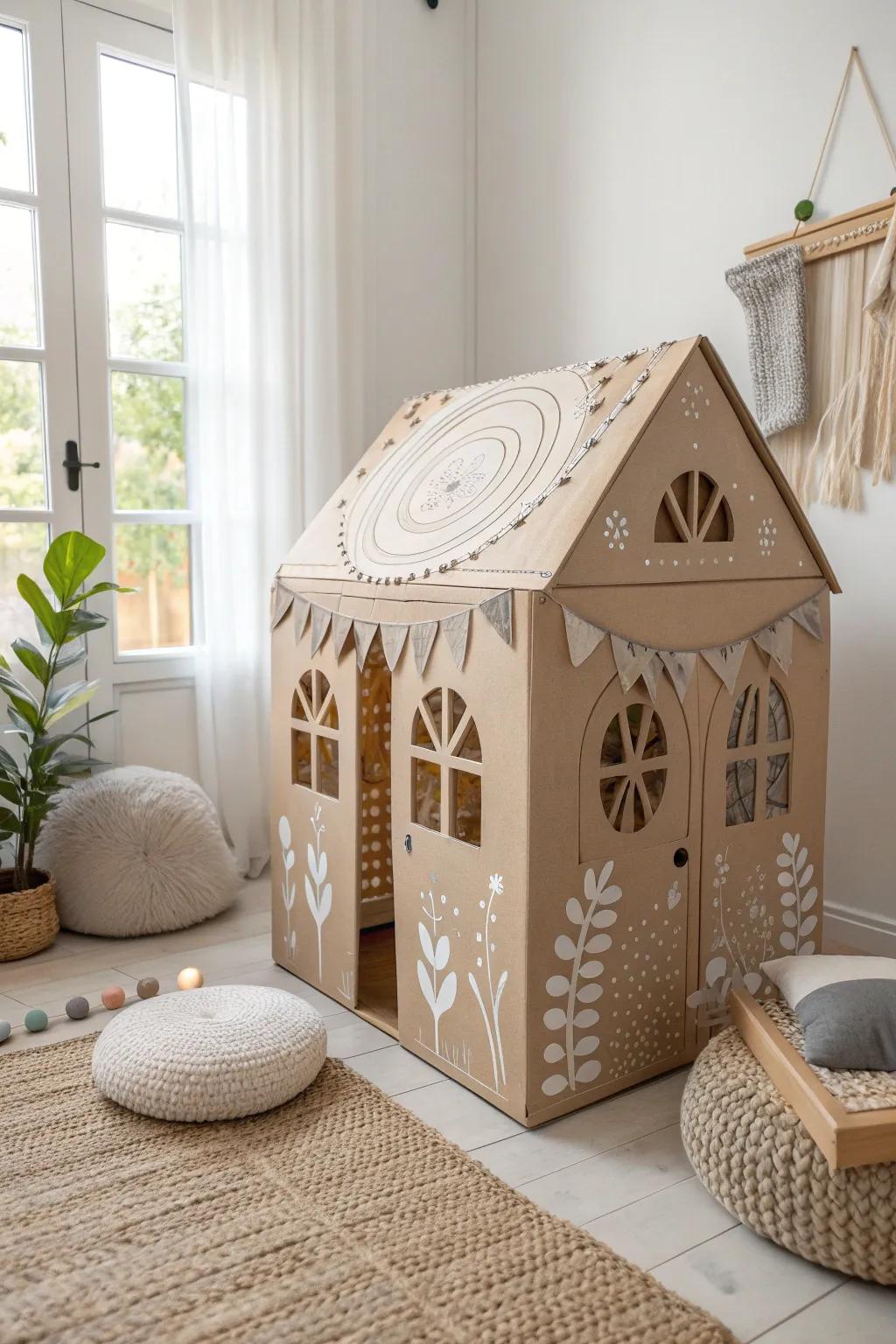 Transform simple into magical: Create a cozy cardboard playhouse that sparks imagination and joy.