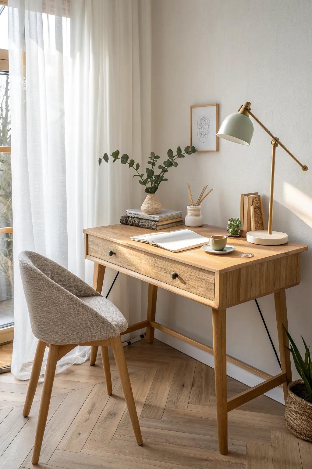 Claim one calm corner: a simple desk setup that instantly signals “work mode.”